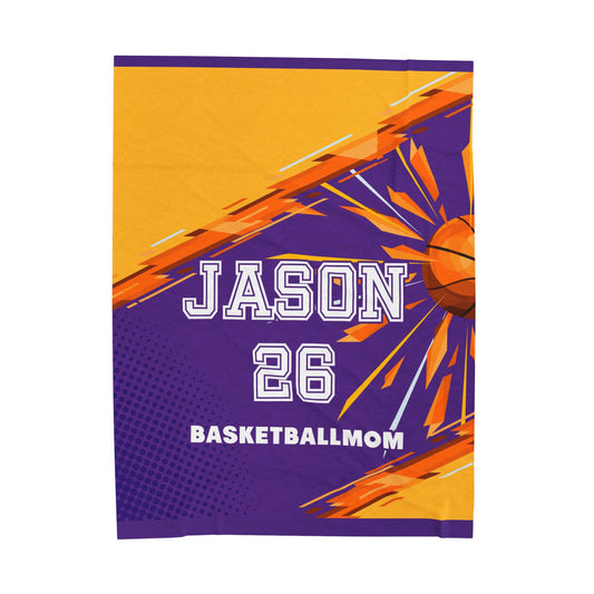 Personalized Basketball Mom Velveteen Plush Blanket