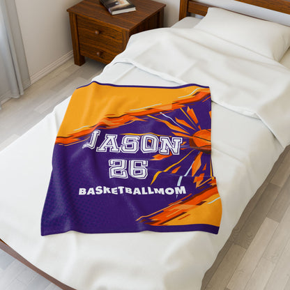Personalized Basketball Mom Velveteen Plush Blanket