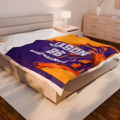Personalized Basketball Mom Velveteen Plush Blanket