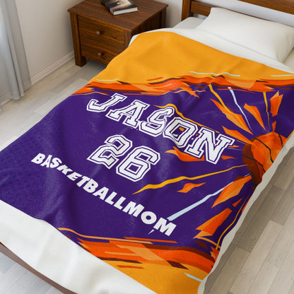 Personalized Basketball Mom Velveteen Plush Blanket