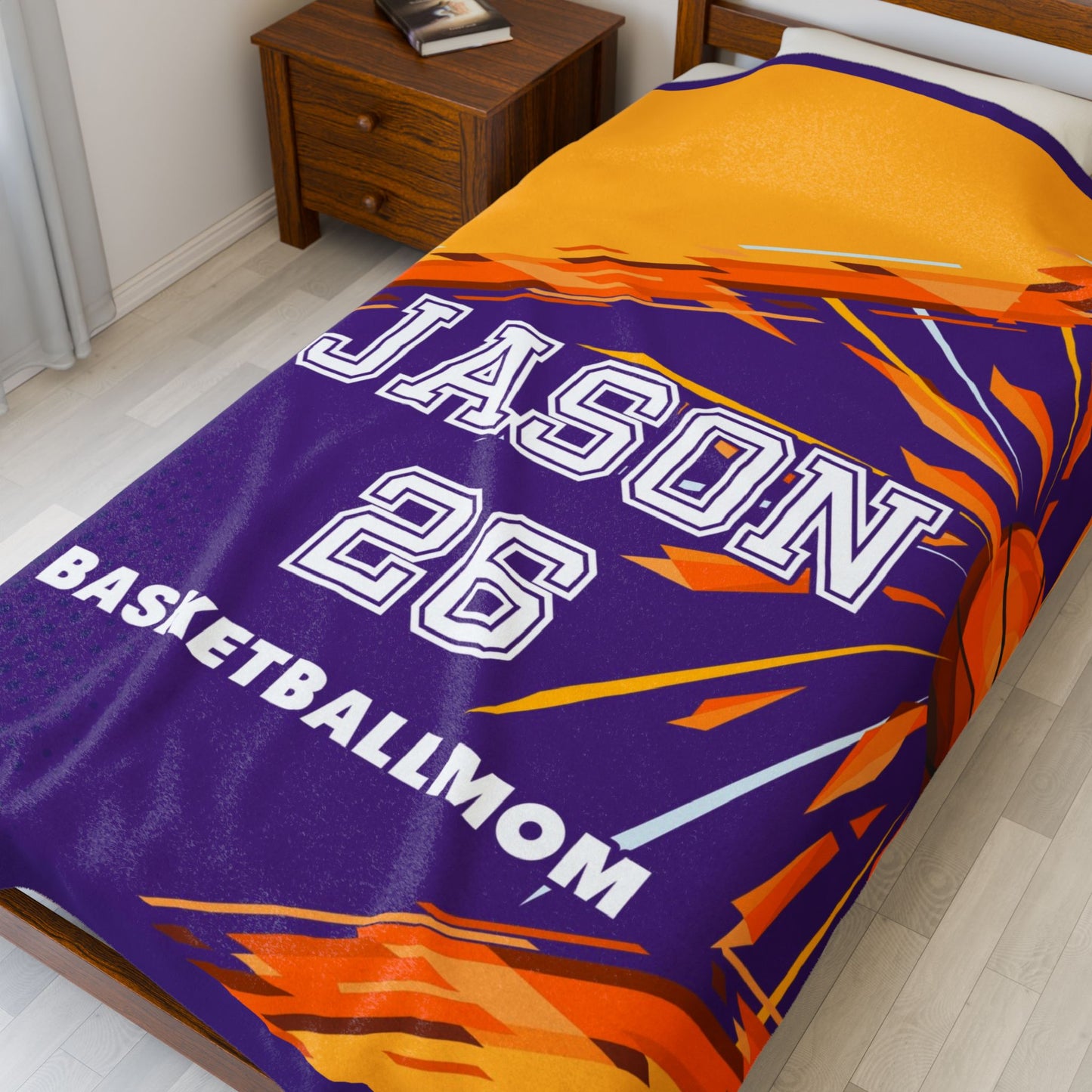 Personalized Basketball Mom Velveteen Plush Blanket