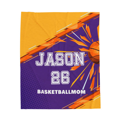 Personalized Basketball Mom Velveteen Plush Blanket