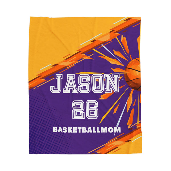 Personalized Basketball Mom Velveteen Plush Blanket