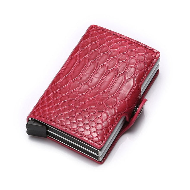 Red Rfid Women Wallet Ladies Money Bag Mini Purse Aluminium Pink Slim Card Leather Wallet Female Small Wallet Thin Valet portfel